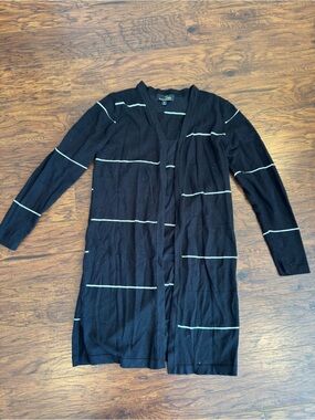 Suzanne Betro Black Cardigan with White Accent